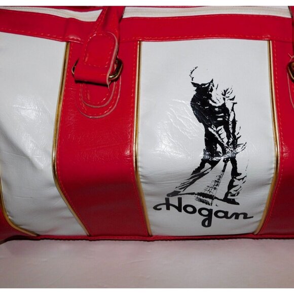 Vintage Ben Hogan Golf Tour Duffle Travel Gym Bag Red White Blue Vinyl - Picture 5 of 13